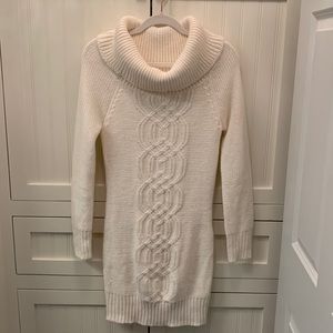 Cream Cowl Neck Sweater Dress